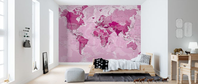 PHOTOWALL / World Map Pink (e316086)