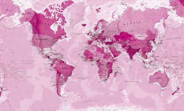 PHOTOWALL / World Map Pink (e316086)