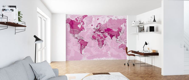 PHOTOWALL / World Map Pink (e316086)