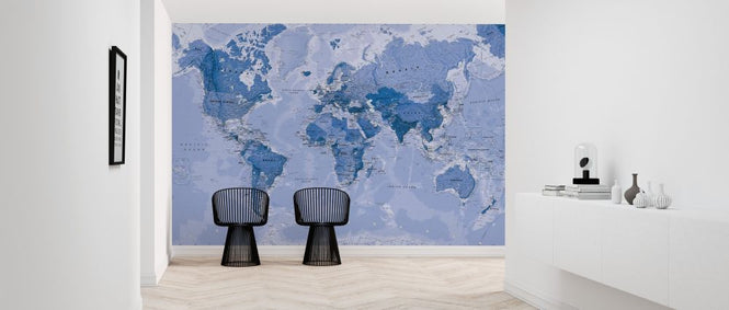PHOTOWALL / World Map Blue (e316087)