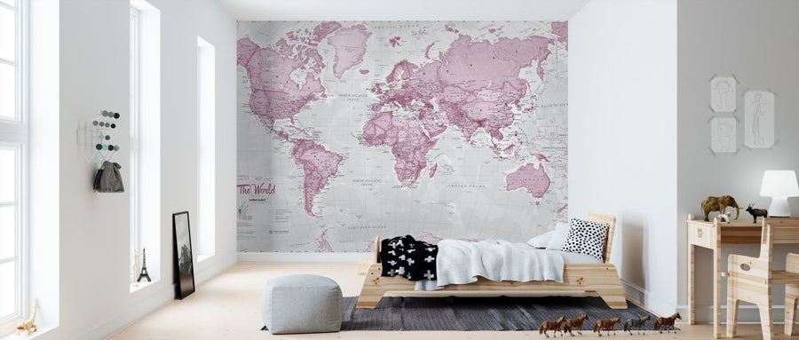 PHOTOWALL / World Map Political Pink (e316091)
