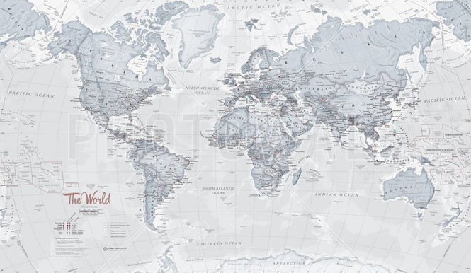 PHOTOWALL / World Map Political Teal (e316093)