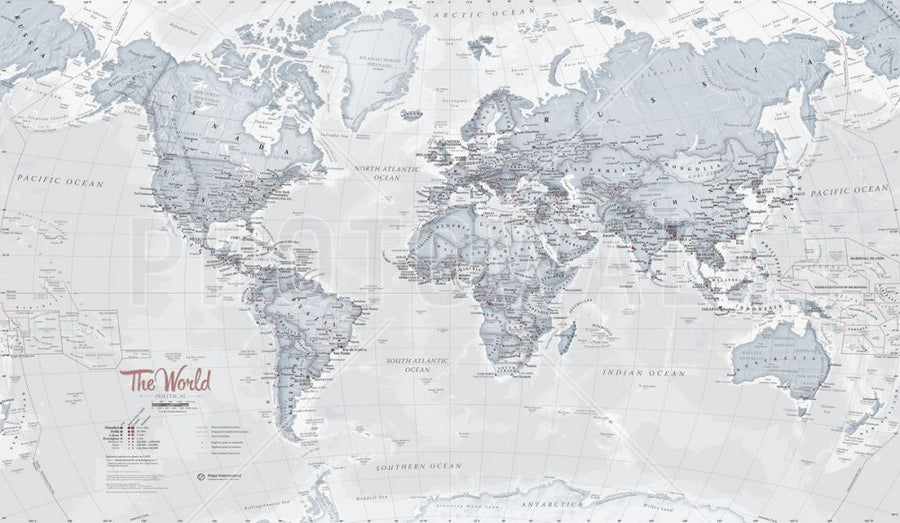 PHOTOWALL / World Map Political Teal (e316093)