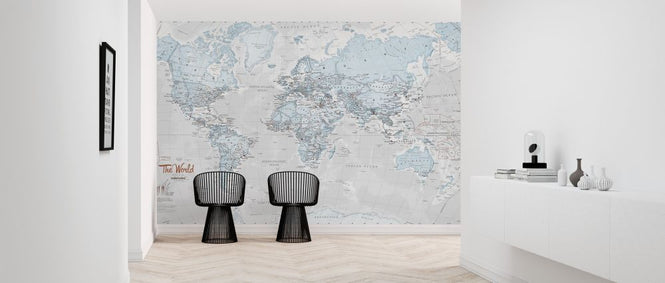 PHOTOWALL / World Map Political Aqua (e316094)