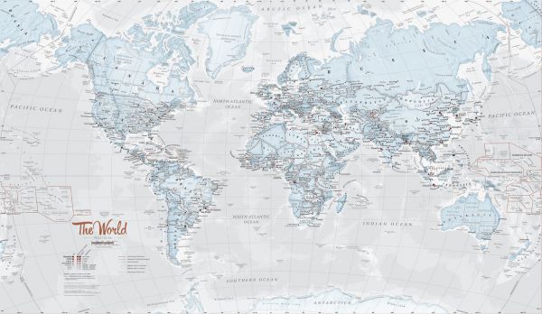 PHOTOWALL / World Map Political Aqua (e316094)