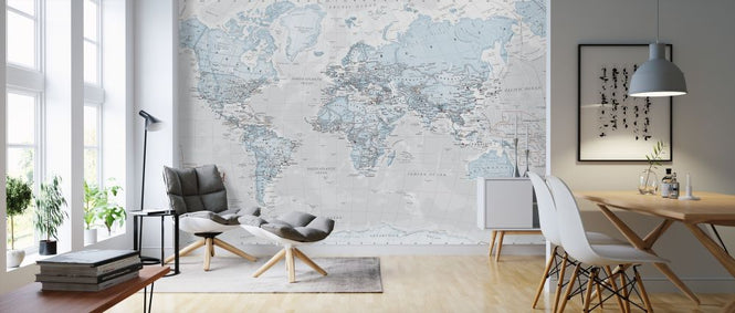 PHOTOWALL / World Map Political Aqua (e316094)