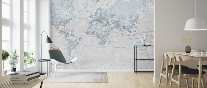 PHOTOWALL / World Map Political Aqua (e316094)