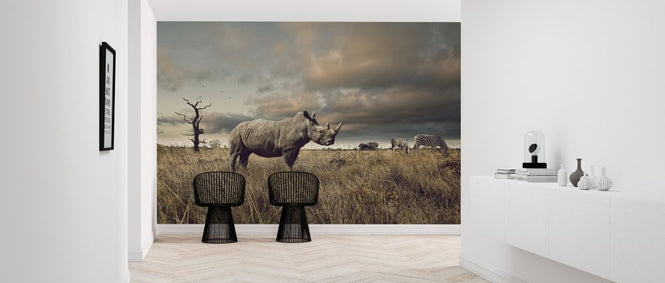 PHOTOWALL / Rhino and Zebra in Grasslands (e316487)