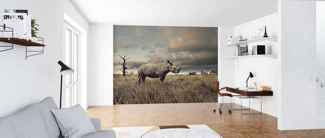PHOTOWALL / Rhino and Zebra in Grasslands (e316487)