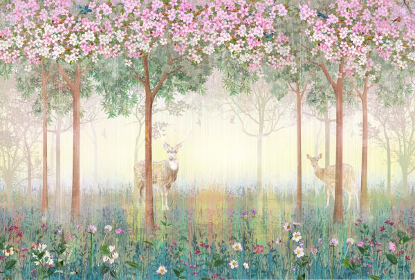 PHOTOWALL / Deers in Dreamy Forest (e317430)