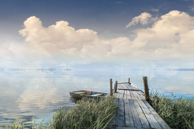 PHOTOWALL / Pier in Reed Lake Water (e317992)