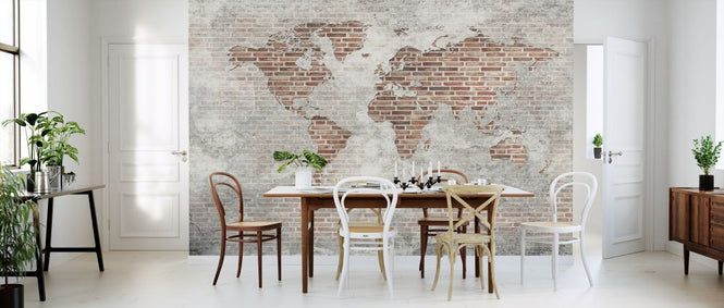 PHOTOWALL / Brick Wall World Map (e318231)