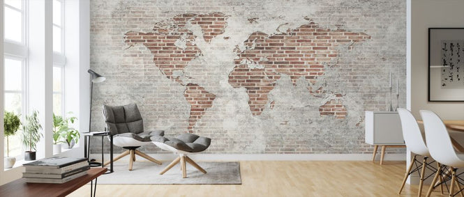 PHOTOWALL / Brick Wall World Map (e318231)