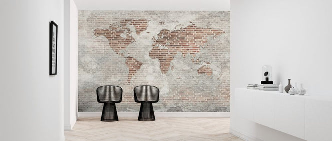 PHOTOWALL / Brick Wall World Map (e318231)