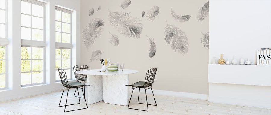 PHOTOWALL / Flying Feathers - Beige (e318449)