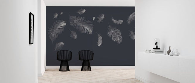 PHOTOWALL / Flying Feathers - Dark Blue (e318452)