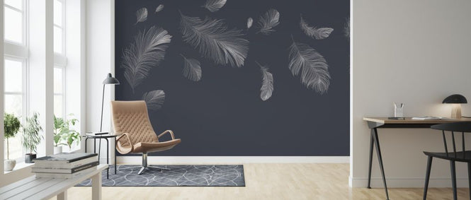 PHOTOWALL / Flying Feathers - Dark Blue (e318452)