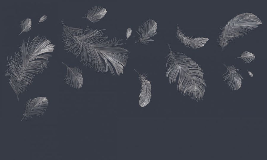 PHOTOWALL / Flying Feathers - Dark Blue (e318452)