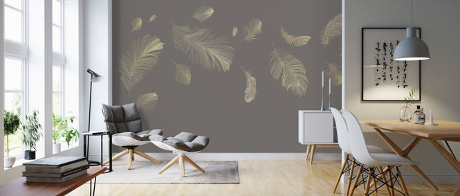 PHOTOWALL / Flying Feathers - Grey (e318453)