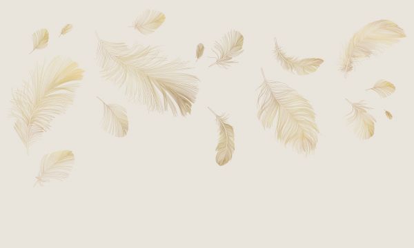 PHOTOWALL / Flying Feathers - Soft Beige (e318454)