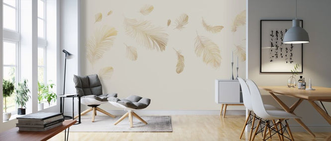 PHOTOWALL / Flying Feathers - Soft Beige (e318454)