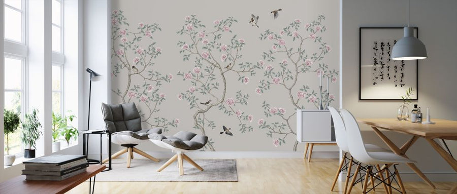 PHOTOWALL / Floraison Chinoiserie Birds - Pearly (e318734)