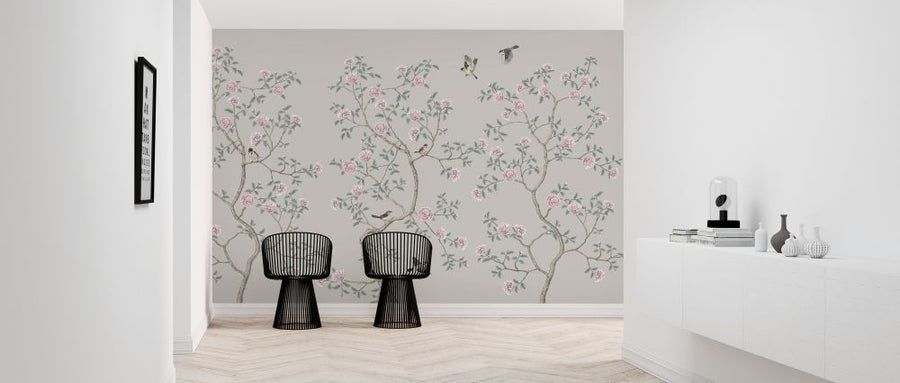 PHOTOWALL / Floraison Chinoiserie Birds - Pearly (e318734)