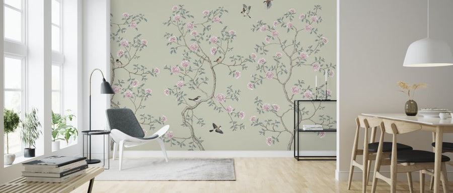 PHOTOWALL / Floraison Chinoiserie Birds Pea (e318735)