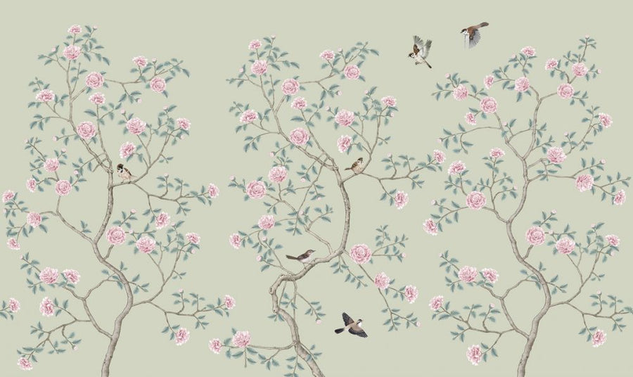 PHOTOWALL / Floraison Chinoiserie Birds Pea (e318735)