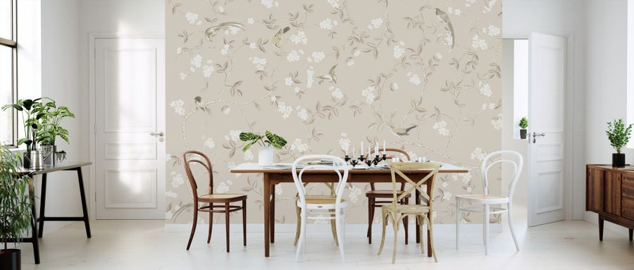 PHOTOWALL / Birds and Flowers - Cream (e318861)