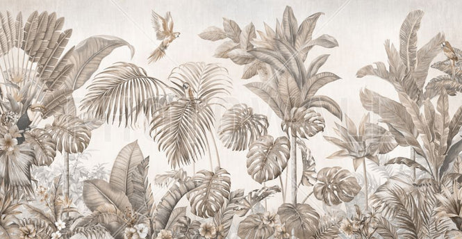 PHOTOWALL / Tropical Birds Home - Sepia (e319280)