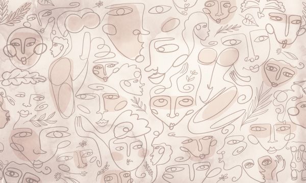 PHOTOWALL / Line Faces - Beige (e320282)
