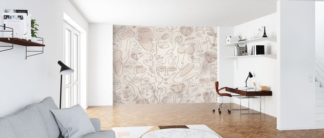PHOTOWALL / Line Faces - Beige (e320282)