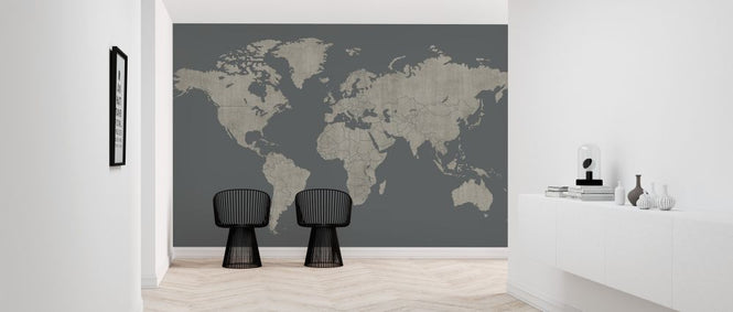 PHOTOWALL / Voguish World Map - Green Gray (e320774)