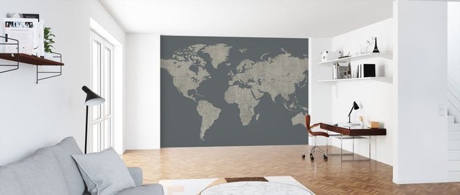 PHOTOWALL / Voguish World Map - Green Gray (e320774)