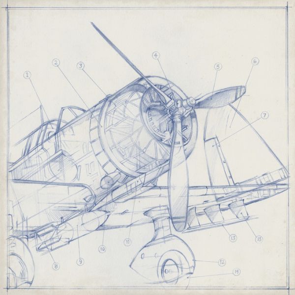 PHOTOWALL / Airplane Mechanical Sketch (e320436)