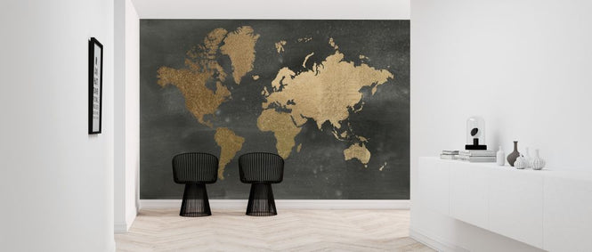 PHOTOWALL / World Map on Black Wash (e320571)