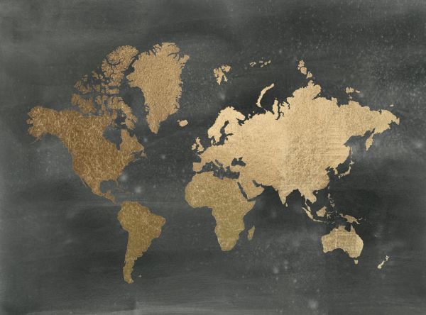 PHOTOWALL / World Map on Black Wash (e320571)