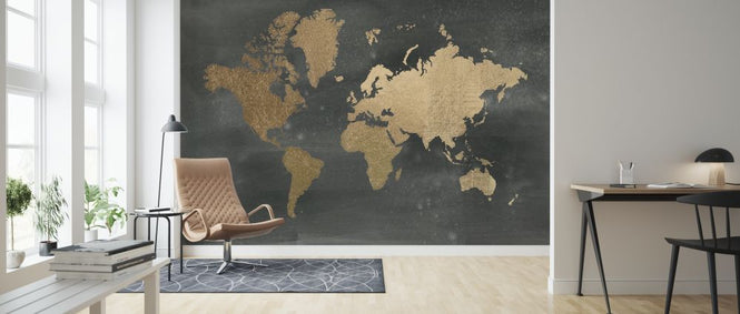 PHOTOWALL / World Map on Black Wash (e320571)