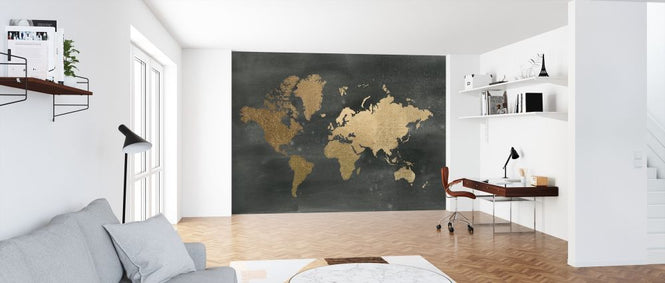 PHOTOWALL / World Map on Black Wash (e320571)