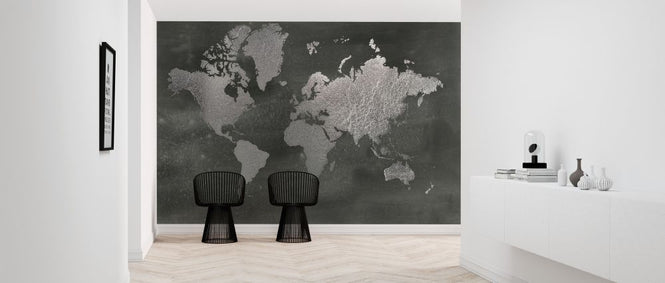PHOTOWALL / World Map on Black Wash (e320573)