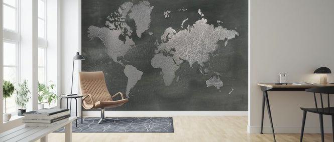 PHOTOWALL / World Map on Black Wash (e320573)