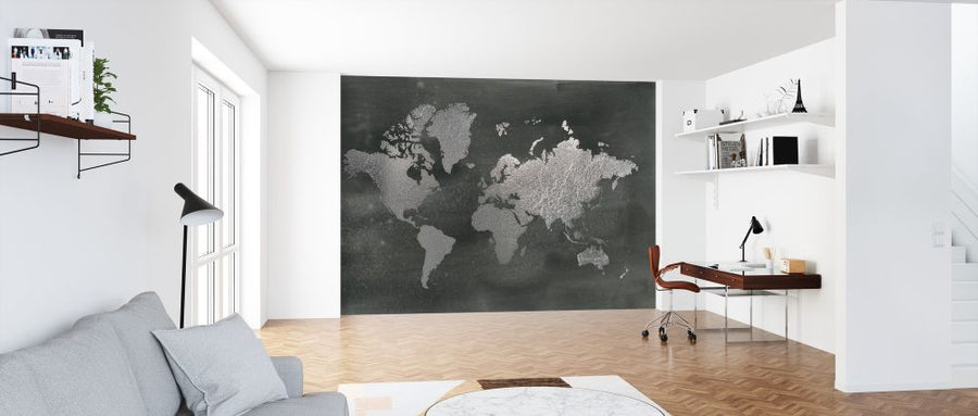 PHOTOWALL / World Map on Black Wash (e320573)