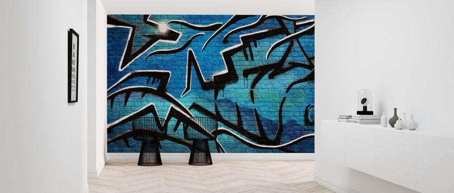 PHOTOWALL / Brick Wall Graffiti - Blue (e320815)