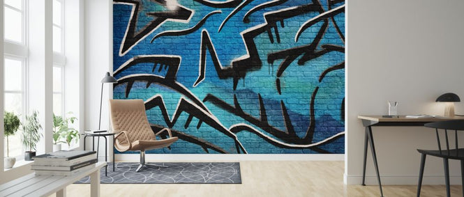 PHOTOWALL / Brick Wall Graffiti - Blue (e320815)