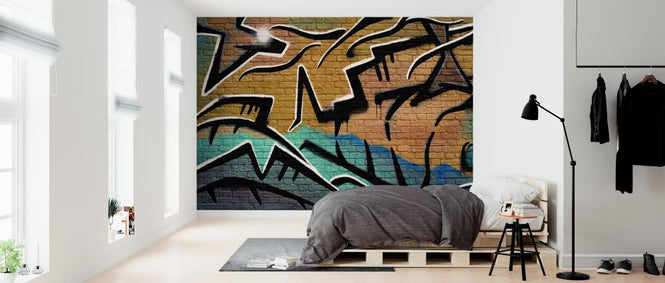 PHOTOWALL / Brick Wall Graffiti - Brown (e320816)