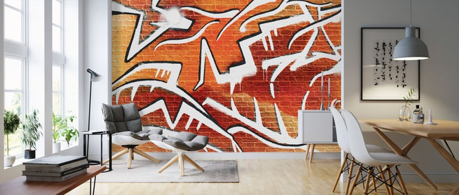 PHOTOWALL / Brick Wall Graffiti - Orange (e320818)