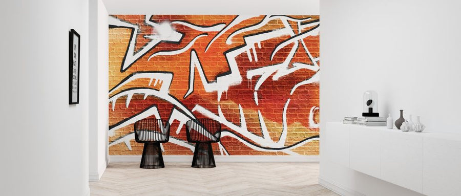 PHOTOWALL / Brick Wall Graffiti - Orange (e320818)