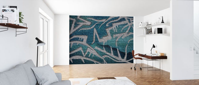 PHOTOWALL / Brick Wall Graffiti - Turquoise (e320819)