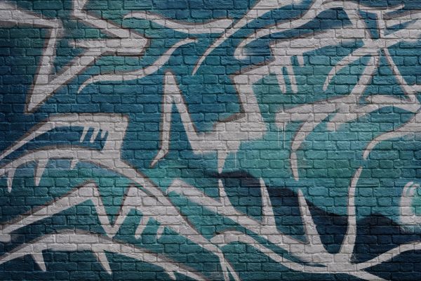 PHOTOWALL / Brick Wall Graffiti - Turquoise (e320819)
